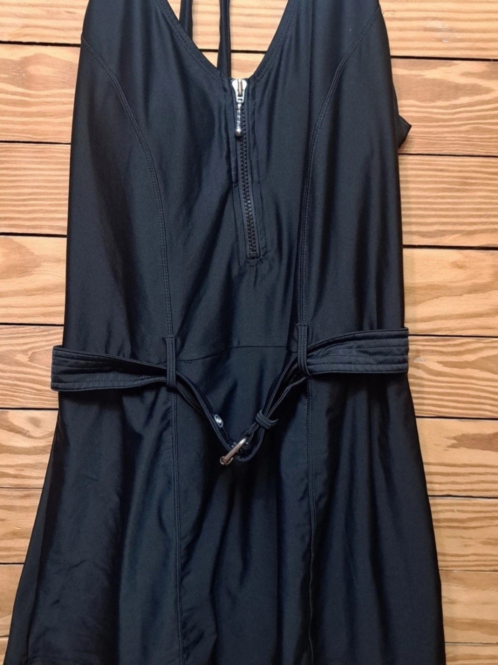 Zip Front Slimming Swim Dress Venus Black Beauty Sz 10 - Picture 4 of 6